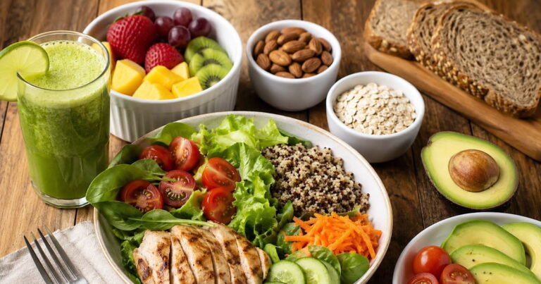 bowls de diferentes tipos de comidas saludables